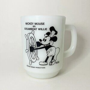 Vtg Mickey Mouse Steamboat Willie Mug Pepsi Collector Series 1928 Milk Glass USA